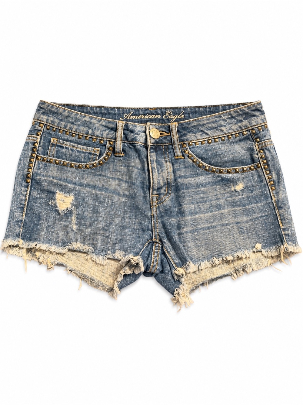 American Eagle Outfitters Distressed Denim Cutoff Shorts in Light Blue Size 0